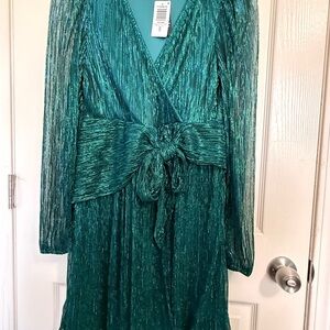 Torrid Shimmering Teal Long Sleeve Dress